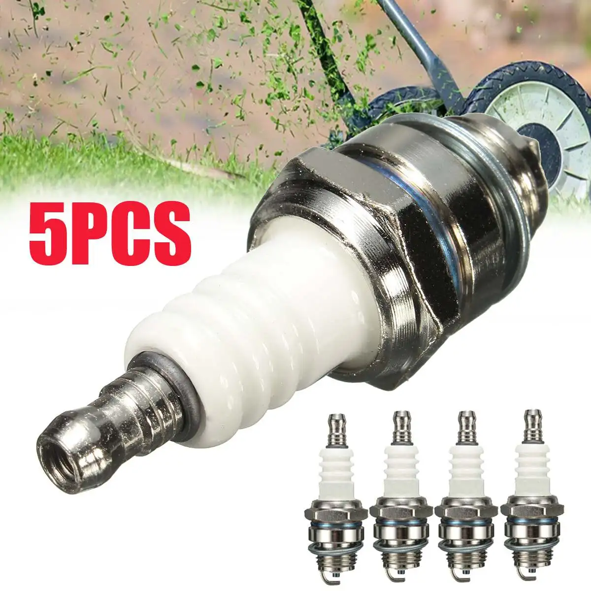 1/5 Pc 55X22Mm Rasaerba Candela Leader Rj19Lm Br2Lm Per Motori Briggs & Stratton