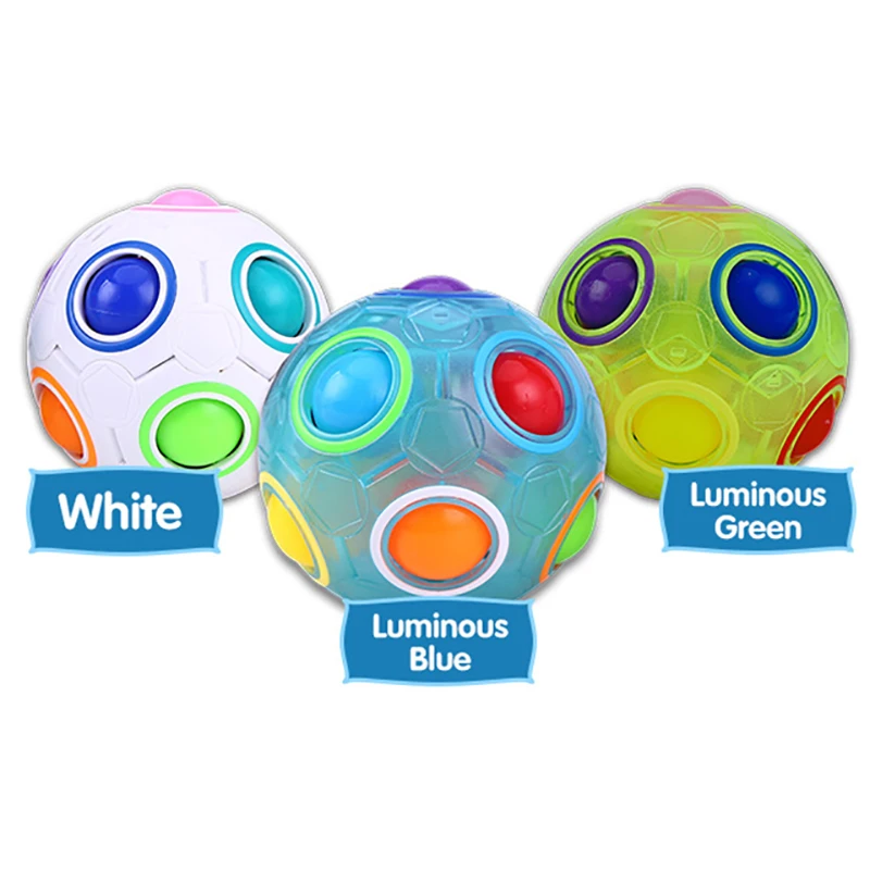 Magic Cube Puzzle Rainbow Ball Puzzle Football Fidget Toy Luminous 3D Brain Teasers Anti Stress Relief Educational Game Kids Adults