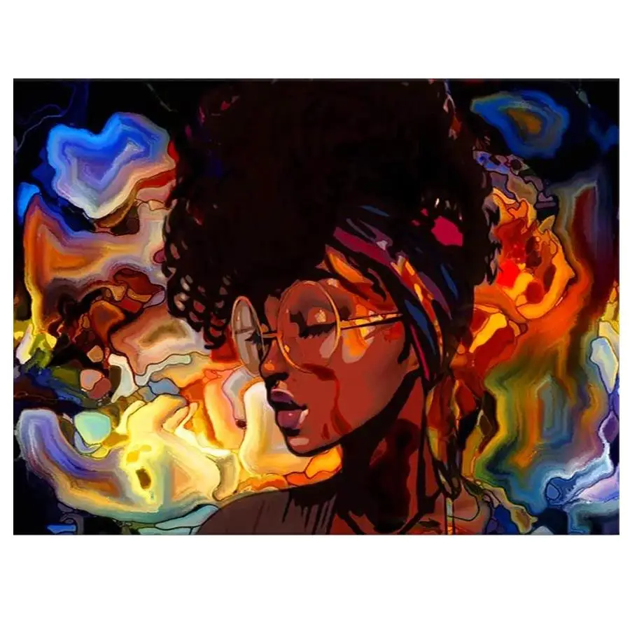 

New diamond embroidery sale 5d diy diamond painting African Woman picture of rhinestones cross-stitch square round stones N1321