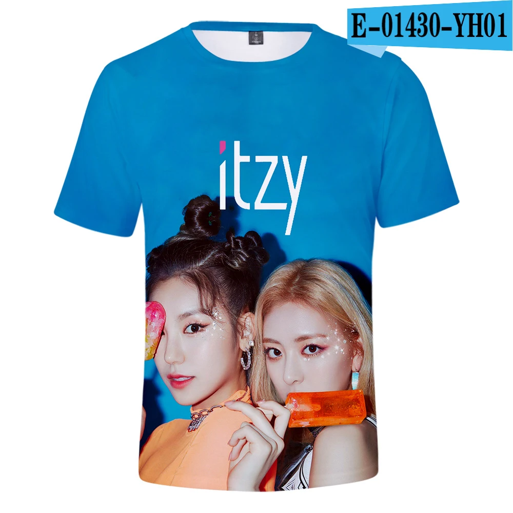 3D Новая ITZY 3D футболка Женская Новая высококачественная Kpop популярная во всем мире певица ITZY футболка футболки для девочек - Цвет: 3D