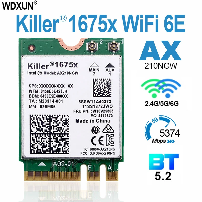 usb wifi adapter new Killer 1675x wifi6e Intel AX210 AX210NGW  killer1675x upgrade wireless network card Bluetooth 5.WIFI CARD WWLAN AX210 wireless card for pc
