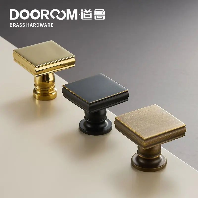 

Dooroom Solid Brass Light Luxury Shiny Gold Furniture Cabinet Door Drawer Handles Modern American Simple European Pulls Knobs