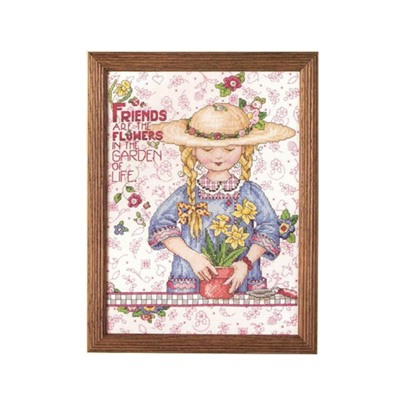

Friendship Flower European Garden Girl Needlework,DIY DMC Cross stitch,Sets For Embroidery kit 11ct printed cotton thread