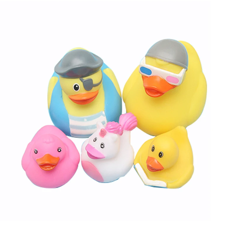 5PCS Randomly Baby shower Toys Cute Floating Rubber Duck 2Pcs 8-10CM Big Ducks+3Pcs 4-6CM Small Ducks Random Style Delivery