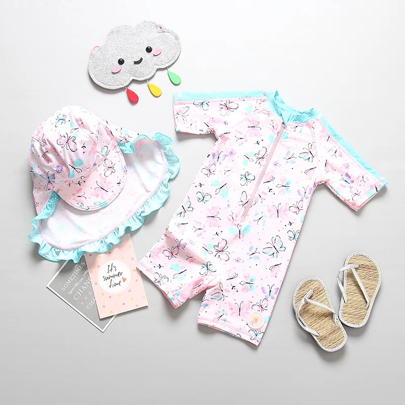 Children Swimming Suit Swimsuit Girl One Piece Long Sleeve UV Protection 2019 Kids Swimwear Child Baby Bathing Clothes for Girls