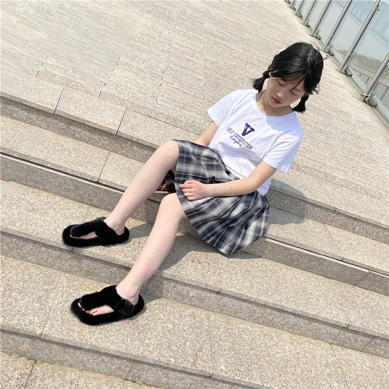 2010 New Men's And Women's Same Style Fur Slippers 100% High-Quality Mink Slippers Couple Slippers Flat Flip-Flops Mink Slippers