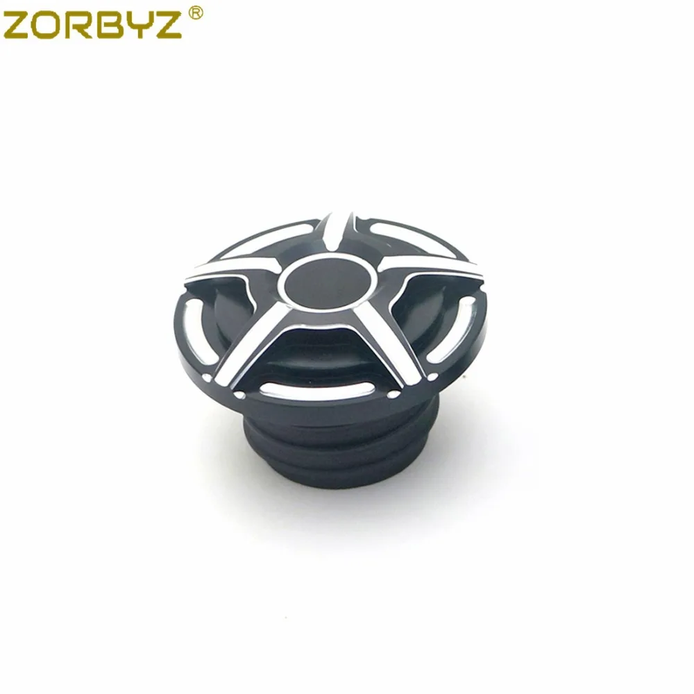 ZORBYZ мотоцикл черный/хром CNC кромка резки вентилируемый газовый бак крышка топливная Крышка для Harley Sportster Road King Softail