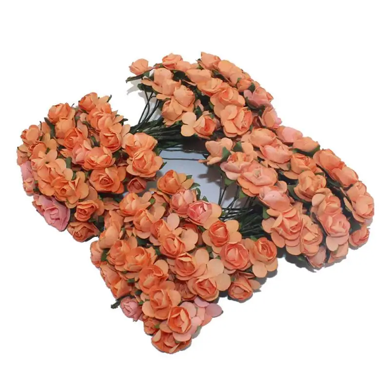 144 шт. мини бумажный букет роз Свадебные украшения дома аксессуары Diy Рождественский венок подарки искусственные цветы для скрапбукинга