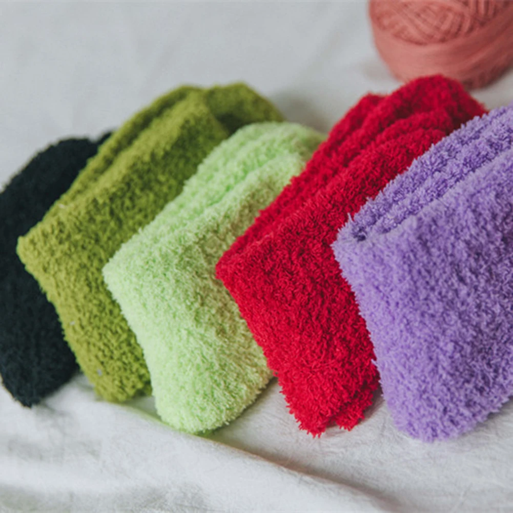 Winter Women Bed Socks Coral Fleece Velvet Middle Tube Floor Warm
