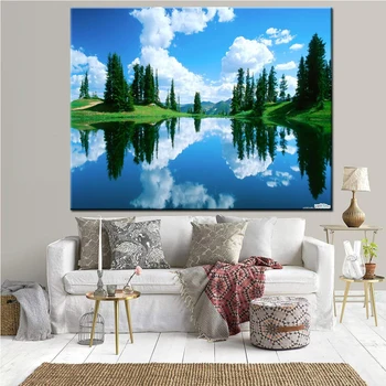 

Natural landscape,5d diy diamond painting green tree lake diamond embroidery full display fantasy art full square drill painting
