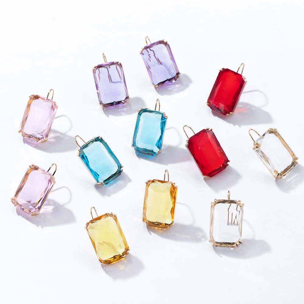 Transparent Resin Pendant Hanging Earring For Women Bohemia Trendy Geometric Square Acrylic Drop Dangle Earrings Wedding Jewelry