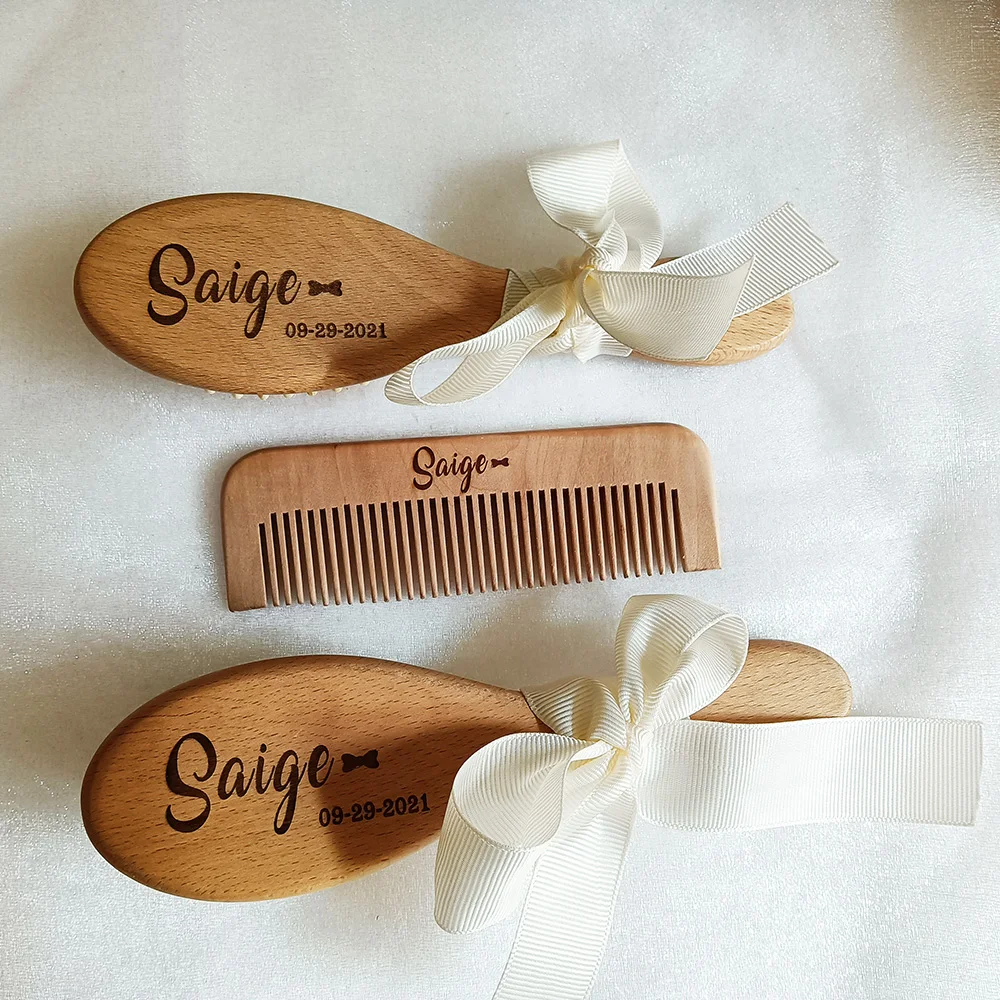 Baby Bathing Comb Baby Care Hair Brush Pure Natural Wool Wood Comb Newborn Massager