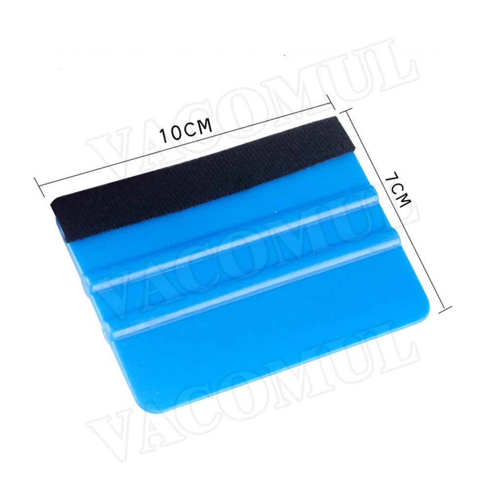 1pc Auto Styling Vinyl Carbon Fiber Window Ice Remover Cleaning Wash Car Scraper With Felt Squeegee Tool Film Wrapping 10x7cm