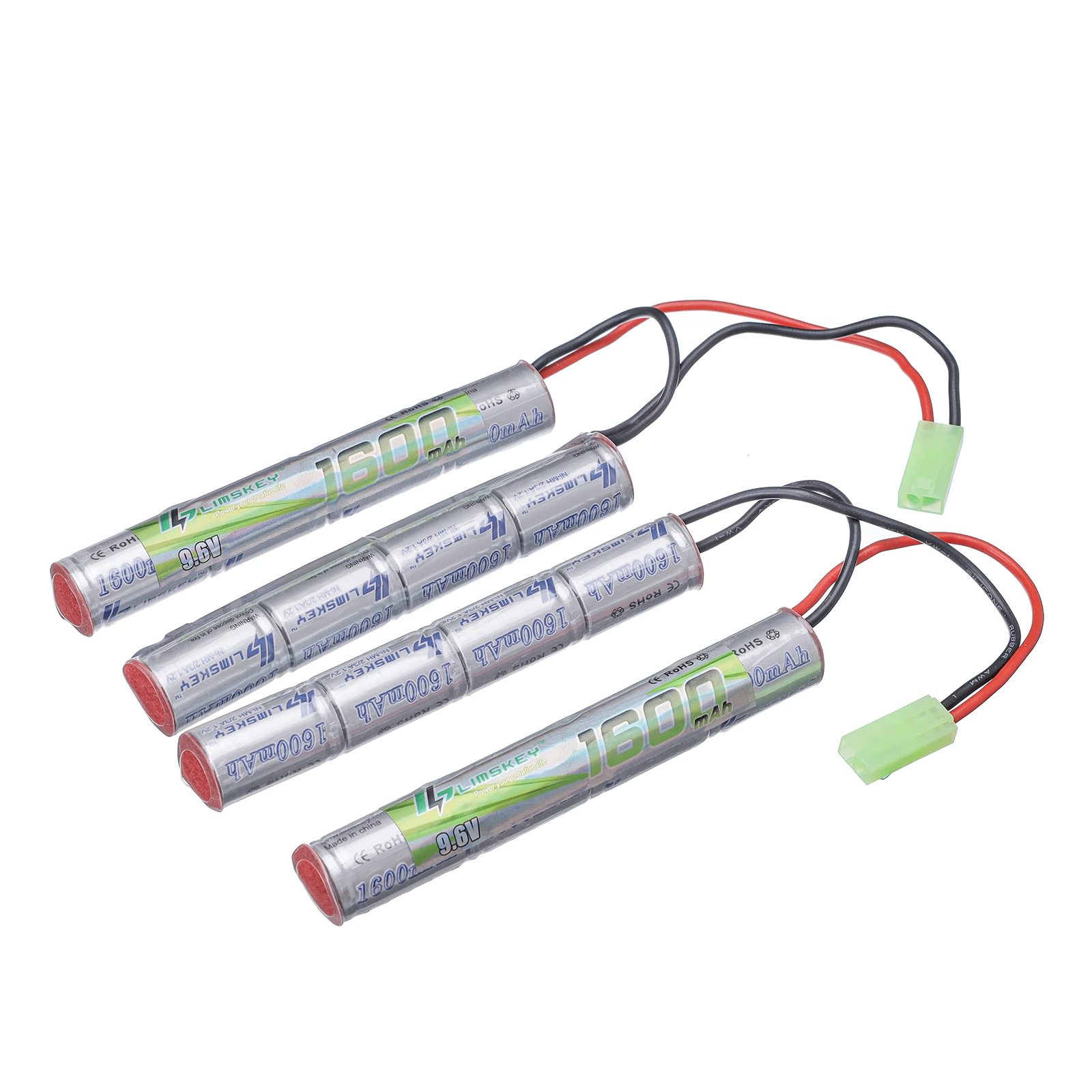 

2pcs Lismkey 8S 2/3A 9.6v 1600mAh Butterfly NunChuck NIMH Battery Pack with Mini Tamiya for Airsoft Guns ICS CA TM SRC JG