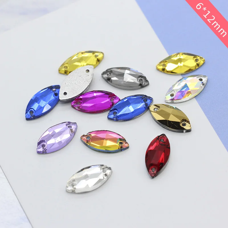 24p color glass 10x20mm Foiled Flatback CRYSTAL rhinestones Navettes jewels bead 