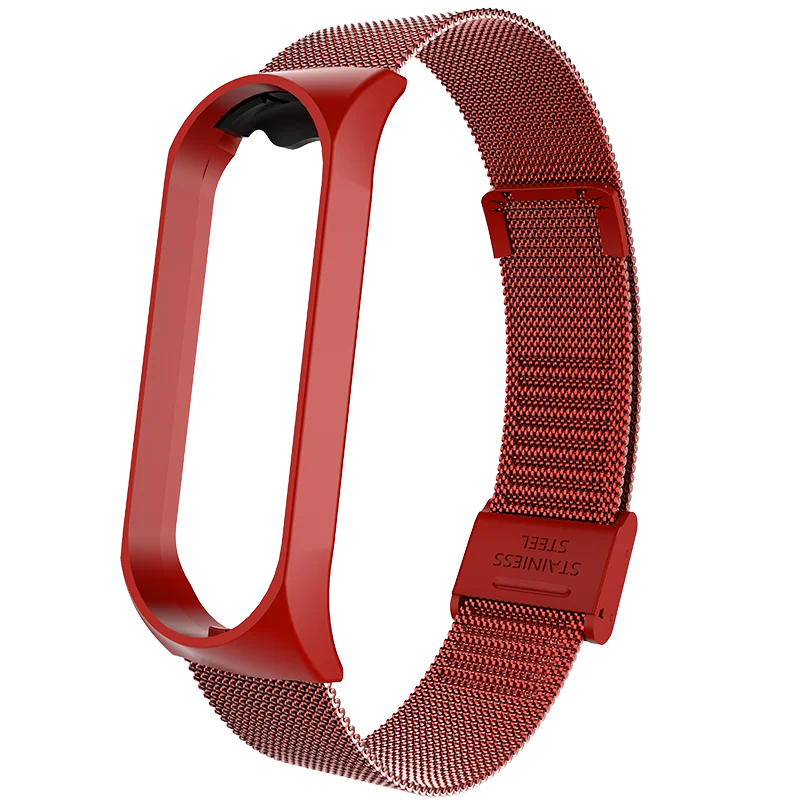red Металлический ремешок из нержавеющей стали для Xiaomi mi Band 4, ремешок для Xiaomi mi band 4 3, браслет для mi Band 4 - Цвет: red