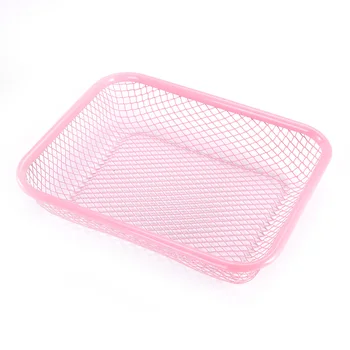 

2020 Home Kitchen Food Grade Pink Square Metal Wire Fruit Bread Basket Storage Container Organizer