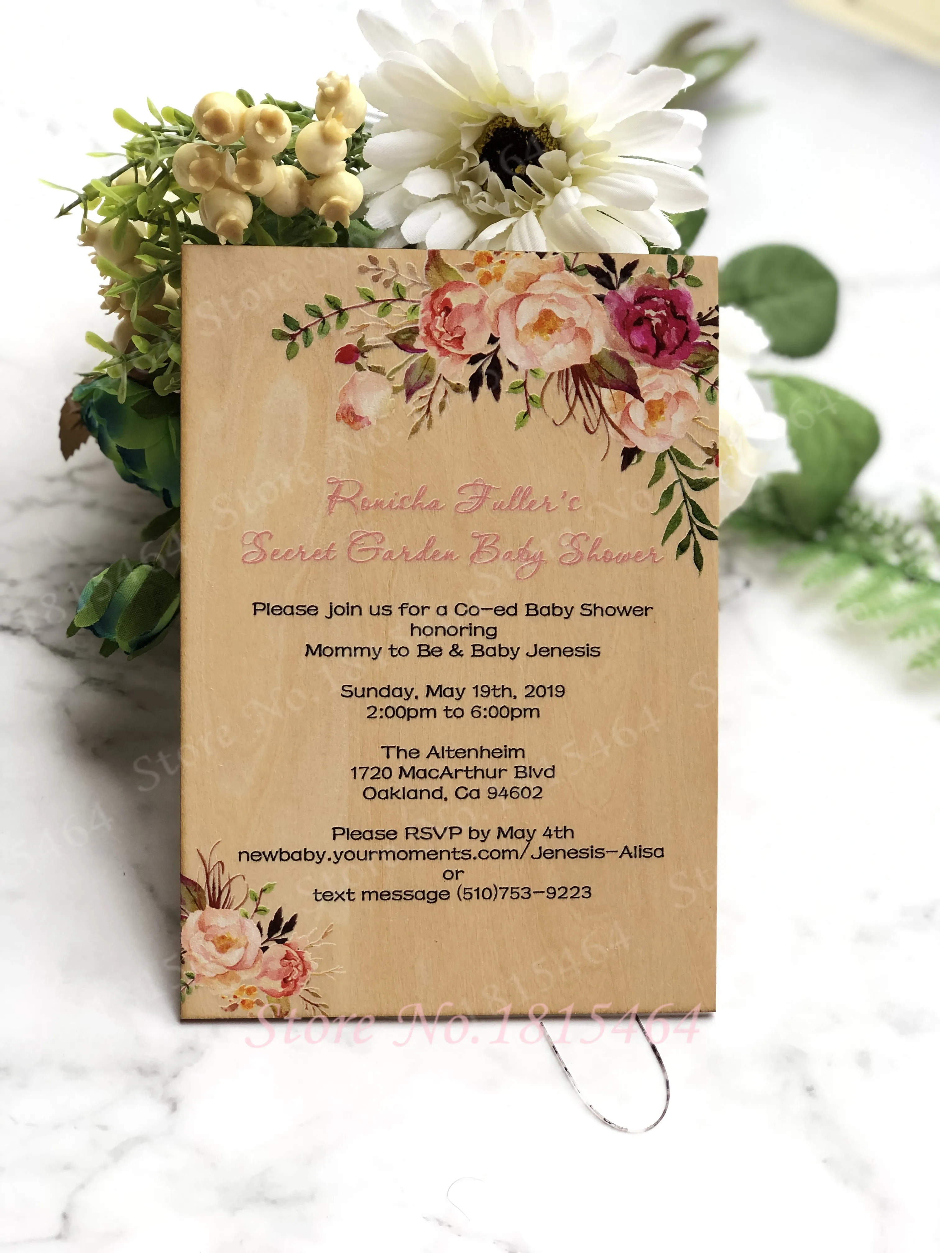  10pcs Acrylic Card Custom Colorful UV Printing Wooden Wedding Invitation Card Business Invitations  - 4000236976827