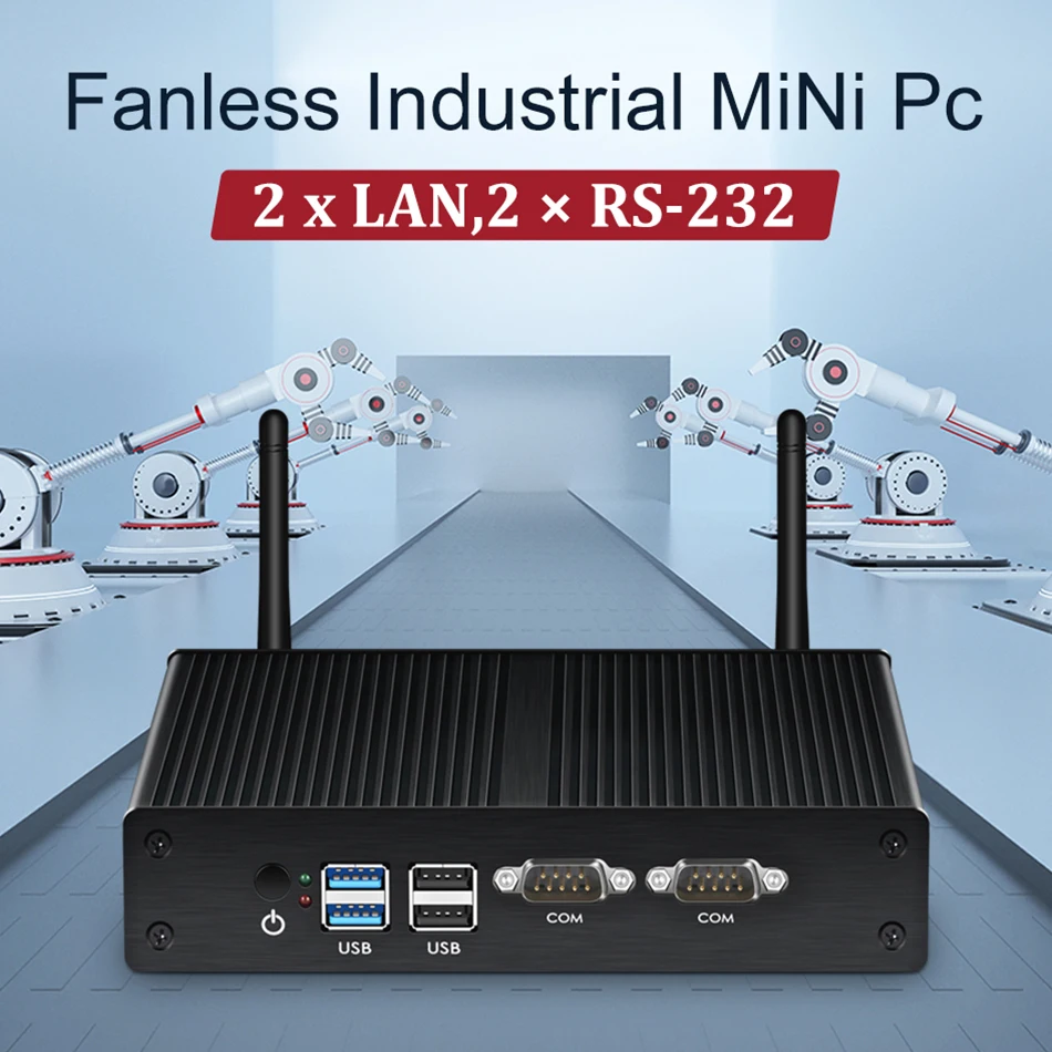 HLY безвентиляторный мини ПК Dual LAN Celeron N2830 J1800 J1900 Windows PC 2 * последовательный порт WiFi