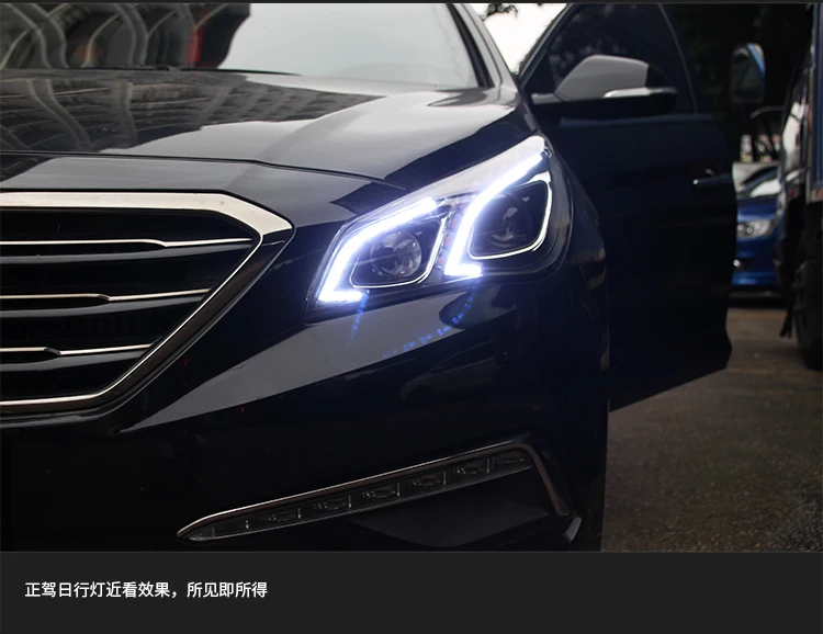Автомобильные стильные фары для hyundai Sonata9 Sonata 9 фары светодиодный ходовые огни биксеноновые фары Противотуманные фары с ангельскими глазками