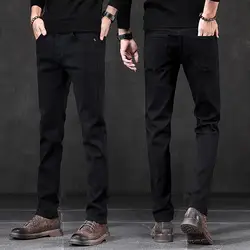 2018 Весна Новое поступление высокое качество повседневное slim fit Эластичные черные джинсы для мужчин, Мужчин's узкие брюки, узкие