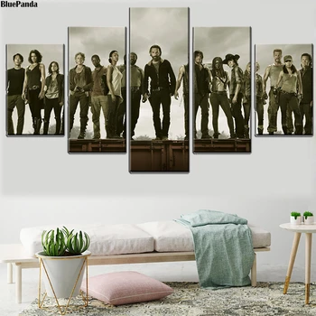 

The Walking Dead 5 Pieces Wall Art Poster Modern Canvas Bedroon Paintings Oil Pictures For Living Room Home Decor