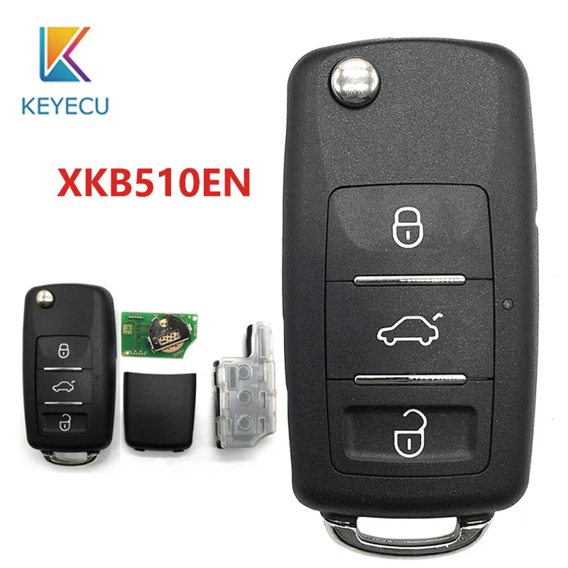 

KEYECU Xhorse Universal Remote Key V*W B5 Type 3 Button for VVDI Key Tool XKB510EN