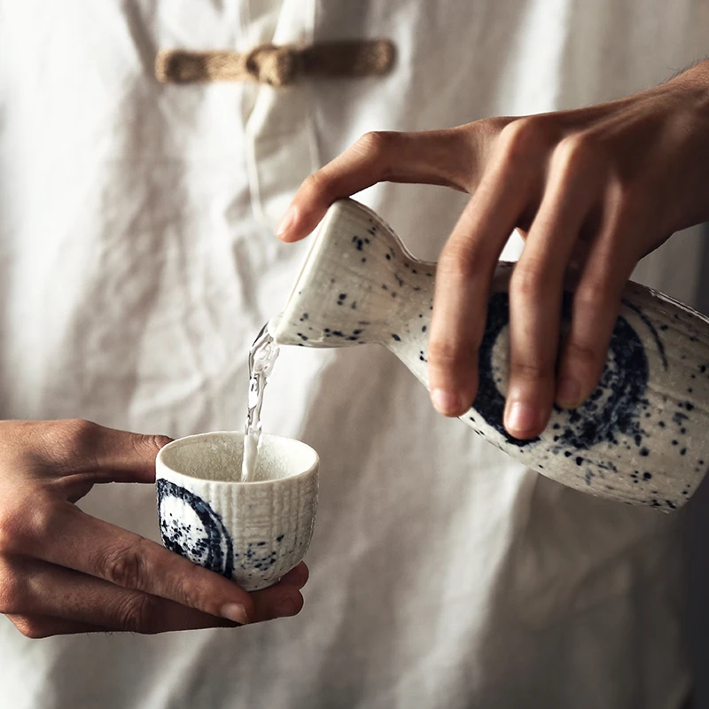KINGLANG японский HENGFENG стиль ручная роспись Керамическая маленькая бутылка для сакэ кувшин вино белое вино бутылка