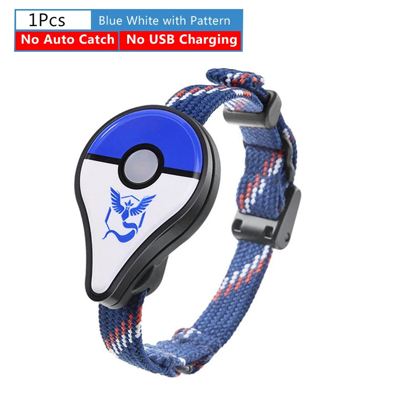 Blue White Pattern Bluetooth браслет с автоматической ловлей для игры Pokemon Go Plus, аксессуары для часов с браслетом, часы с зарядкой от usb - Цвет: Blue White Pattern