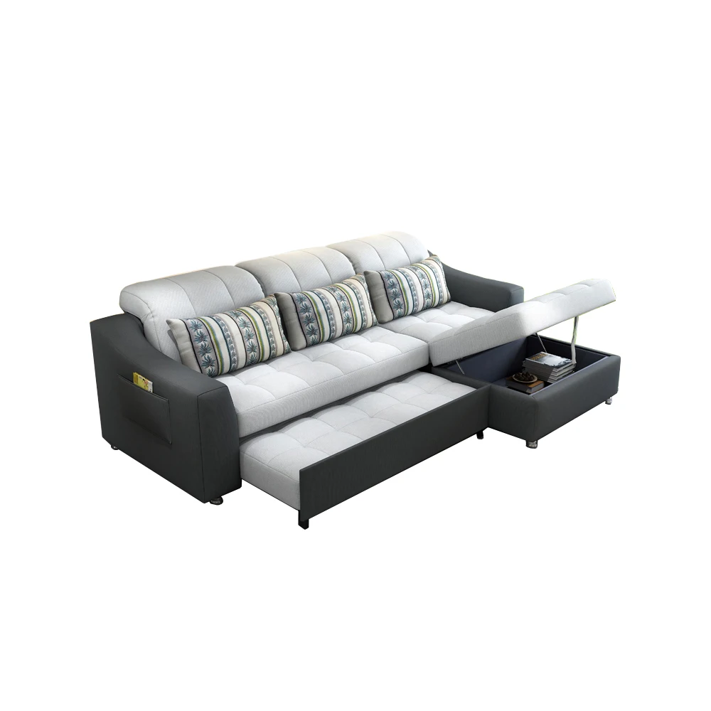 Kain Sofa Bed Dengan Penyimpanan Perabot Ruang Keluarga Kain Sofa Bed Dengan Penyimpanan