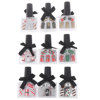 

24Pcs Christmas Nail Tip Artificial False Acrylic Design Fake French Nails Art