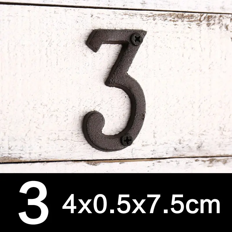 Номер дома цифр для гостиницы квартиры дома улицы сада Открытый DIY Декор, настенный 8 см чугунная металлическая дверь номер знак - Цвет: Number 3