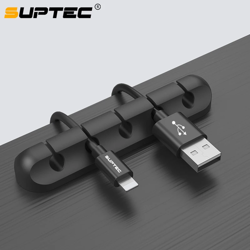 SUPTEC Кабельный органайзер провода силиконовый держатель кабеля зарядное устройство кабель управления зажимы держатель протектор для наушники в форме мыши наушники