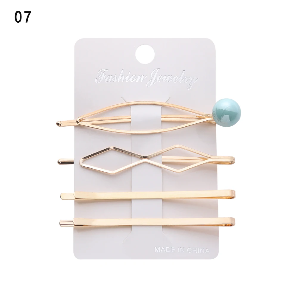 3PCS/Set Fashion Pearls Acetate Geometric Hair Clips For Women Girls Headband Sweet Hairpins Barrettes Hair Accessories Set - Цвет: 7
