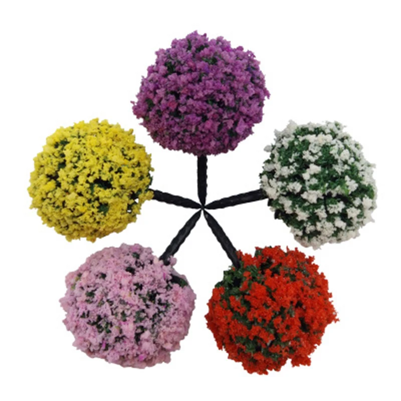 5PCs/Lot Fairy Garden Miniature Tree Flower Ball Model Mini Landscape Ornaments For Home Xmas New Year Decoration Color Random