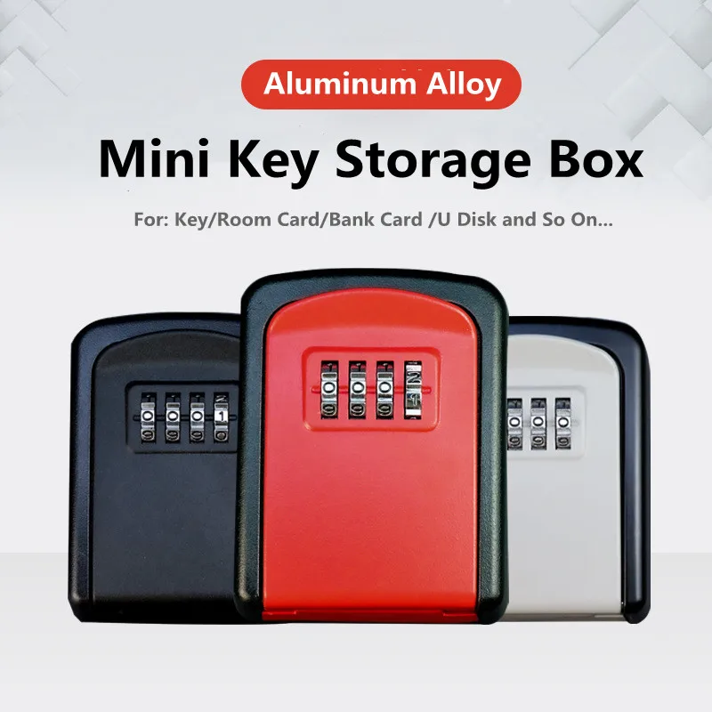 Mini llave de montaje de pared de almacenamiento secreto de la caja organizador de 4 dígitos combinación de contraseña cerradura con código de seguridad tecla de inicio caja fuerte