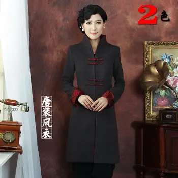 

Long Tang suit middle-aged mother retro Slim New Tang suit woolen windbreaker jacket Chinese style spring and autumn жакет