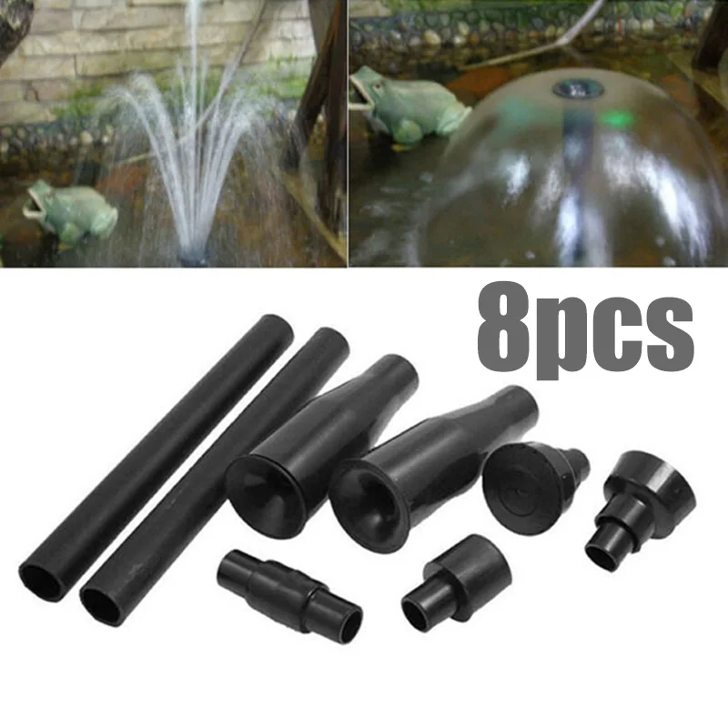 

8pcs Fountain Pump Nozzle Set Multifunction Plastic Waterfall Garden Spray Heads For Pool Pond Fountain Submersible Pump