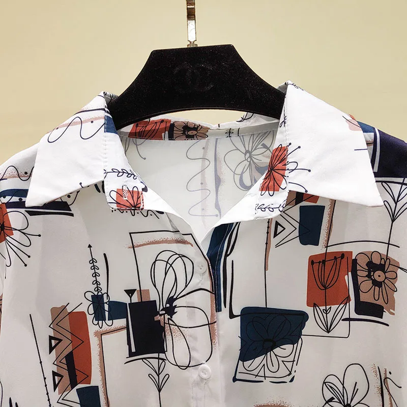 Корейский модный бренд, осенний стиль, blusas mujer de moda, женские блузки, свободные рубашки с принтом, женские топы, moda vetement femme