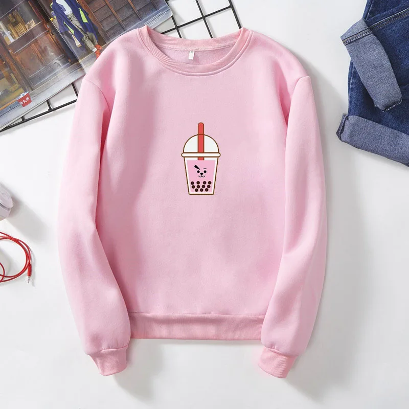 Корейский стиль мультяшный молочный чай Свитшот Yoongi Harajuku kpop tumblr для мужчин и