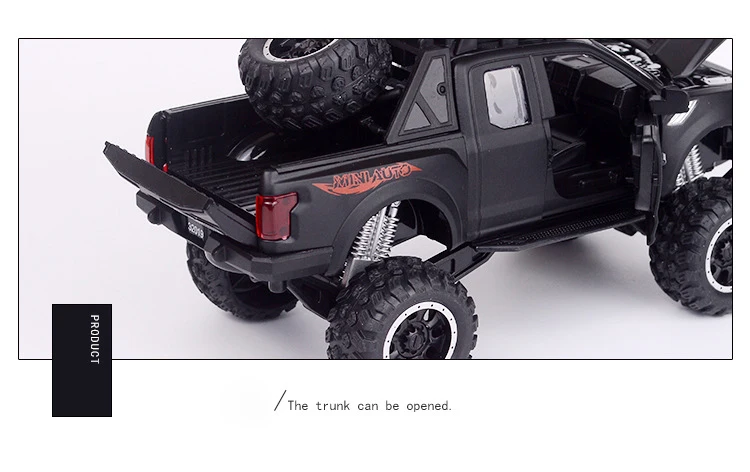 Горячая масштаб 1:32 большие колеса литой автомобиль Ford F150 Raptor пикап металлическая модель с светильник и звуковая коллекция игрушек