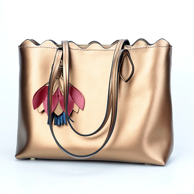 Женская сумка, Повседневная модная кожаная сумка на одно плечо, женские сумки на плечо из натуральной кожи, сумка для покупок - Цвет: Бежевый