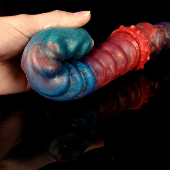 LUUK 36cm Super Long Streamer Color Double Dildo Fishbone Shape Realistic Glans Anal Plug Sex Toys For Women Lesbian Products 3