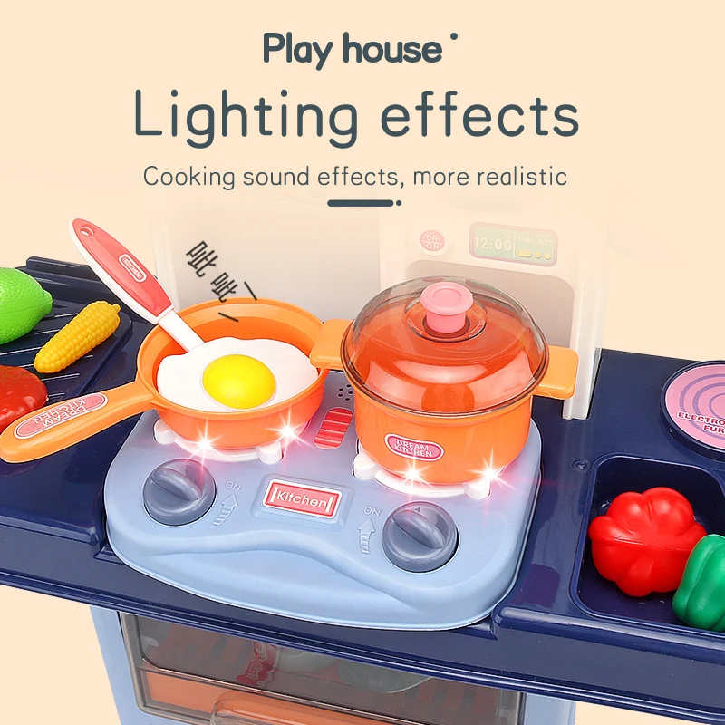 Дети ролевые игры моделирование кухонный набор шеф-повара кулинарная игра миниатюрная еда мини кухонная посуда спрей светильник Игрушки для девочек детский подарок