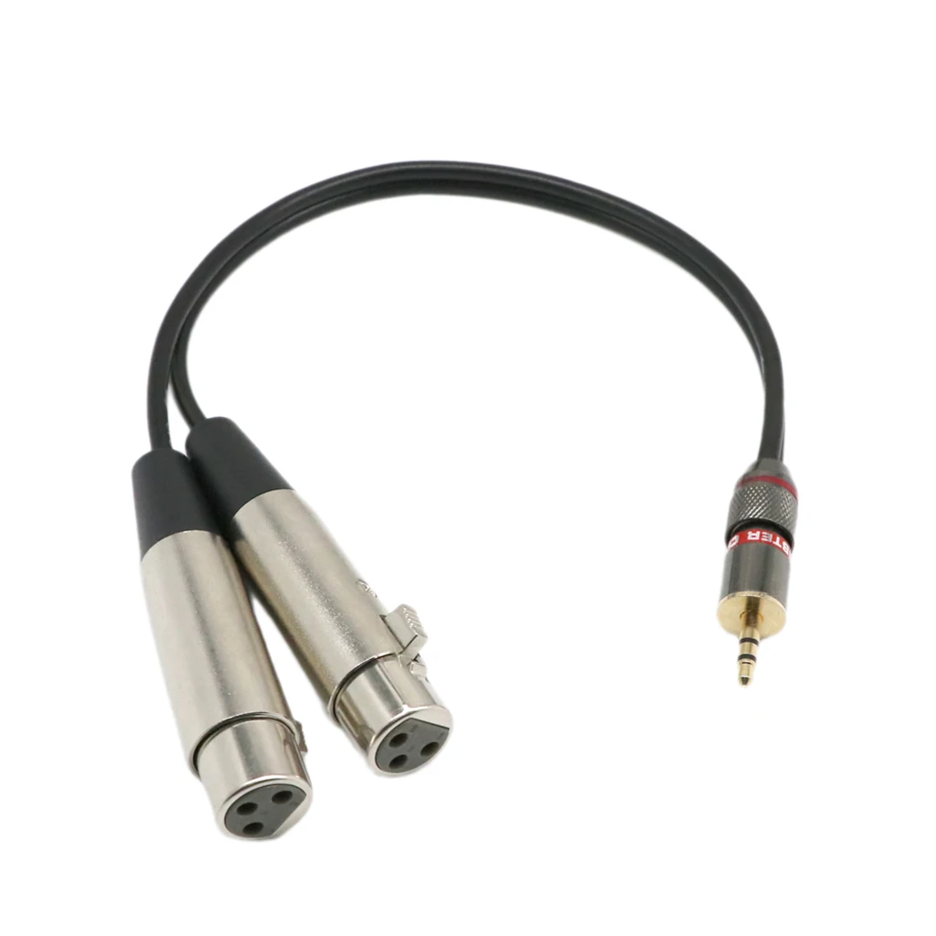 3.5mm to 2 XLR Female Y Splitter Cable, 3.5mm (Mini) 1/8" TRS Stereo Male to 2 Port Dual XLR Female Adapter Cable Cord 1 Feet