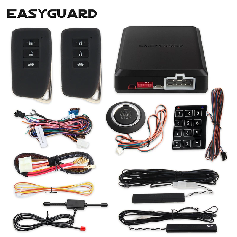EASYGUARD PKE Автомобильная сигнализация кнопочный Пуск дистанционного запуска двигателя Стоп пассивная система ввода без ключа комплект сенсорный ввод пароля