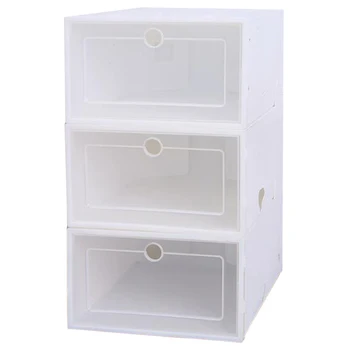 

12Pcs Flip Shoes Transparent Drawer Box Plastic Shoe Box Stackable Storage Box Shoe Storage Box 33 x 24 x 13cm