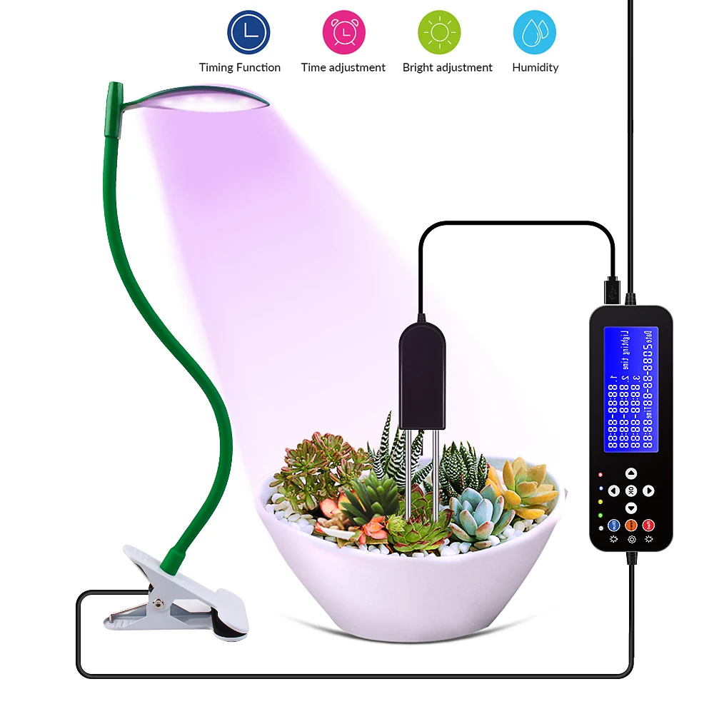 

Full Spectrum LED Grow Light Dimmable with Timer Humidity Meter Plants Phytolamp for Indoor Tent Greenhouse Potted Plants Flower