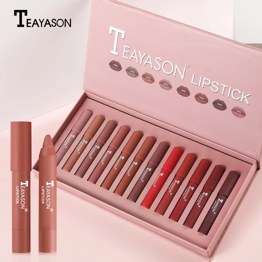 Teayason 12pcs Lipstick Set Matte Texture Lip Stick Pencil Pen Velvet Charm Lip Makeup Long Lasting Nude Cosmetic Kit Lipstick Aliexpress