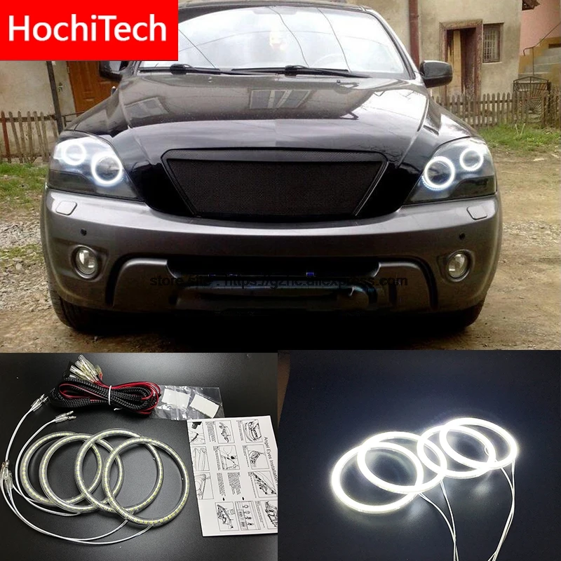 HochiTech ультра яркий SMD белый светодиодный ангельские глазки 2500LM 12V halo Кольцо Комплект дневного света DRL для Kia Sorento 2006-2009